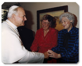 Pope John Paul II, Phyllis Anderson, and Virginia G. Piper, September 14, 1987, Phoenix, Arizona